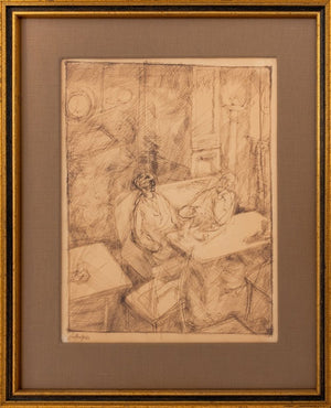 George Grosz "Kaffeehaus" Pen and Ink on Paper (9735567278387)