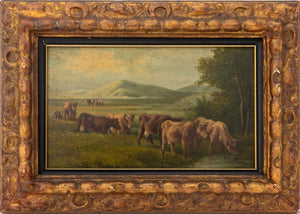 German School Western Landscape Oil on Panel (9821271589171)