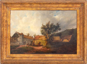 French Farmyard Scene Oil on Canvas, 19th C. (9891671900467)