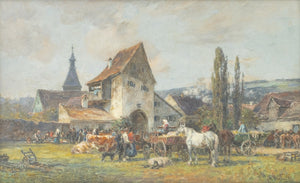 Karl Stuhlmuller "Market Scene" Oil on Panel (9736790311219)