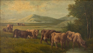 German School Western Landscape Oil on Panel (9821271589171)