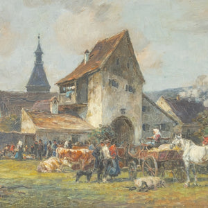 Karl Stuhlmuller "Market Scene" Oil on Panel (9736790311219)