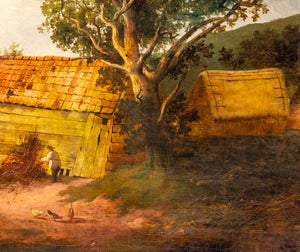 French Farmyard Scene Oil on Canvas, 19th C. (9891671900467)