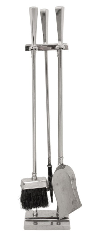 Mid-Century Modern Chrome Fireplace Tools Set