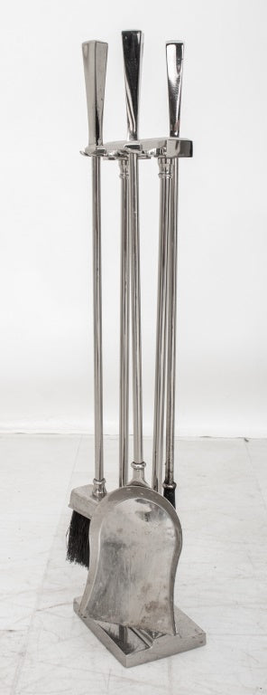 Mid-Century Modern Chrome Fireplace Tools Set (9742196834611)