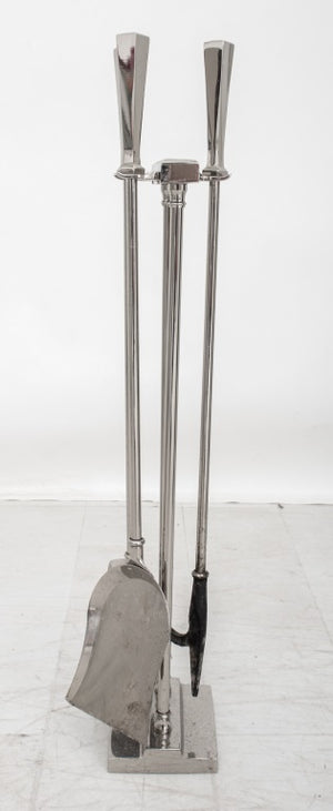 Mid-Century Modern Chrome Fireplace Tools Set (9742196834611)