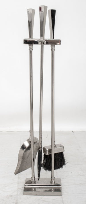 Mid-Century Modern Chrome Fireplace Tools Set (9742196834611)