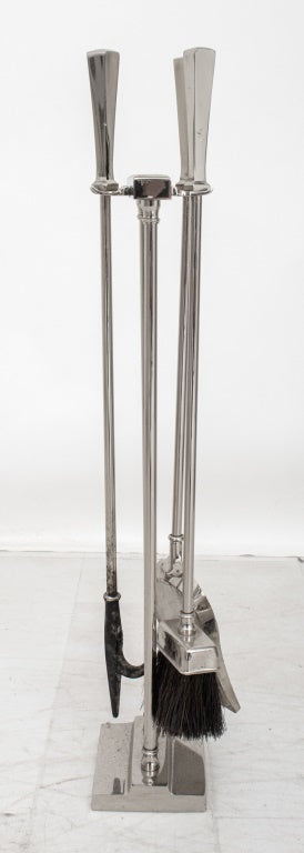 Mid-Century Modern Chrome Fireplace Tools Set (9742196834611)