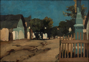 Janos Vaszary View of Town at Dusk Oil on Panel (9741229916467)