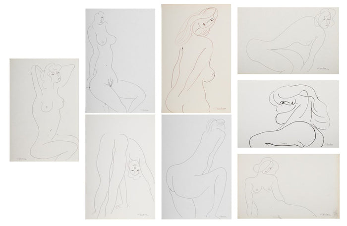 Norman Carton Nude Woman Ink on Paper, 8