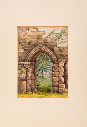 English School "Easby Abbey" Watercolor on Paper (9741569917235)