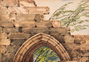 English School "Easby Abbey" Watercolor on Paper (9741569917235)