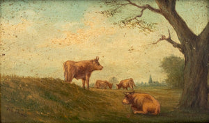 Illegibly Signed Pastoral Landscape Oil on Panel (9894566199603)