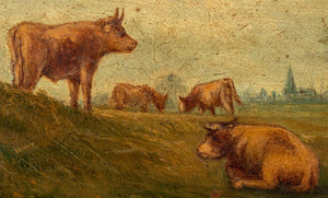 Illegibly Signed Pastoral Landscape Oil on Panel (9894566199603)
