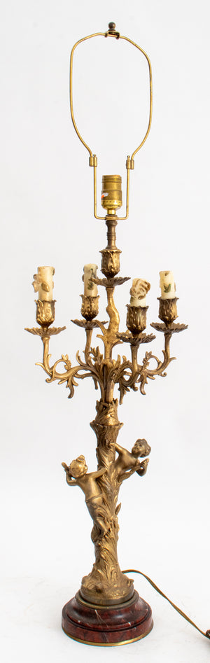 Louis XVI Style Bronze Candelabra Mounted as Lamp (9742204207411)