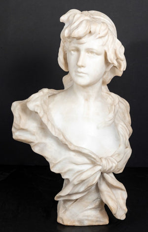 Italian School Female Figure Alabaster Bust (9738452205875)