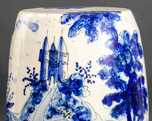 Spanish Blue and White Ceramic Garden Stool (9742202732851)