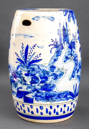 Spanish Blue and White Ceramic Garden Stool (9742202732851)