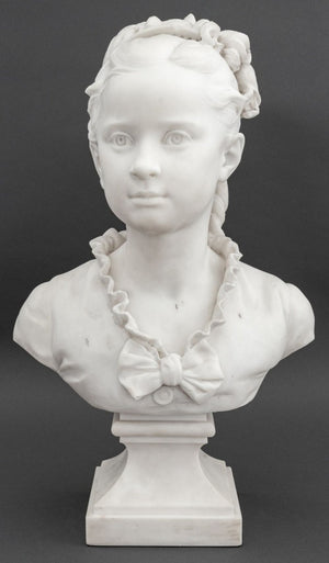 Eugene Delaplanche A Young Girl Marble Bust, 1878