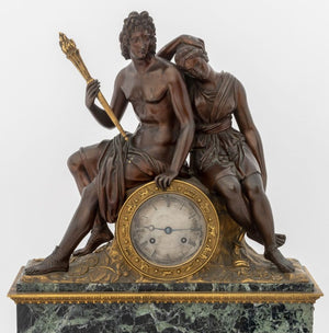 French Empire Bronze Marble Figural Clock, c. 1830 (9765840027955)