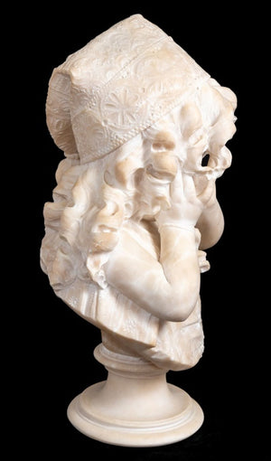 Emilio Fiaschi Neapolitan Girl Alabaster Bust (9738454991155)