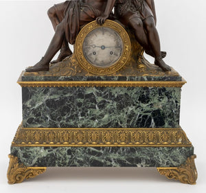 French Empire Bronze Marble Figural Clock, c. 1830 (9765840027955)