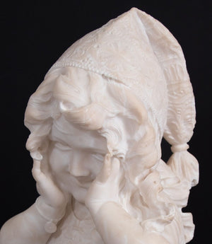 Emilio Fiaschi Neapolitan Girl Alabaster Bust (9738454991155)