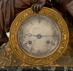 French Empire Bronze Marble Figural Clock, c. 1830 (9765840027955)