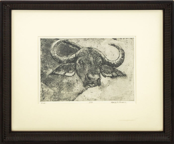 Karla M. Parker "Cape Buffalo" Etching