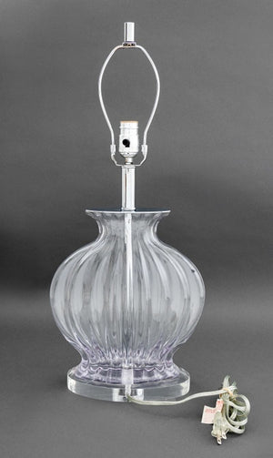 Italian Style Ribbed Bulbous Form Glass Table Lamp (9741535248691)