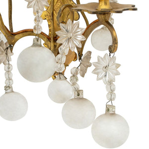 Italian Brass & Crystal 2-Branch Wall Sconces, Pr. (9751802478899)