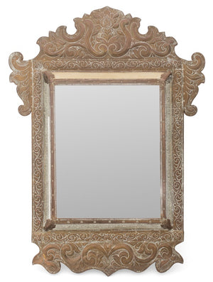 Aesthetic Movement Embossed Brass Cushion Mirror (9742194475315)