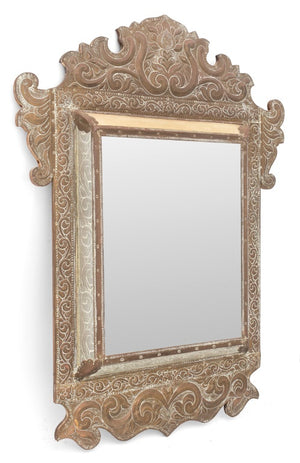 Aesthetic Movement Embossed Brass Cushion Mirror (9742194475315)