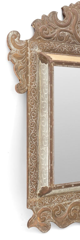 Aesthetic Movement Embossed Brass Cushion Mirror (9742194475315)