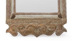 Aesthetic Movement Embossed Brass Cushion Mirror (9742194475315)