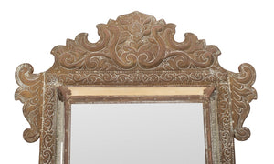Aesthetic Movement Embossed Brass Cushion Mirror (9742194475315)