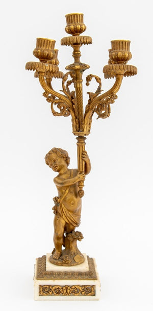French Empire Style Gilt Bronze Cupid Candelabra (9751811293491)