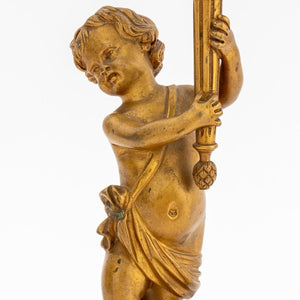 French Empire Style Gilt Bronze Cupid Candelabra (9751811293491)