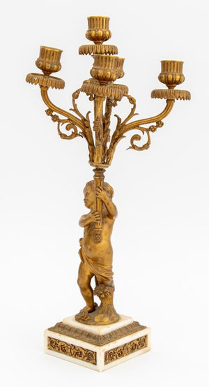 French Empire Style Gilt Bronze Cupid Candelabra (9751811293491)