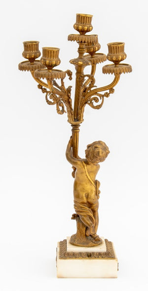 French Empire Style Gilt Bronze Cupid Candelabra (9751811293491)