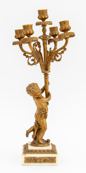 French Empire Style Gilt Bronze Cupid Candelabra (9751811293491)