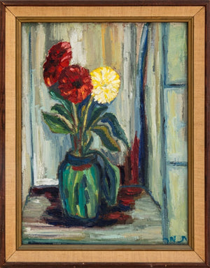 Illegibly Signed American School Still Life Oil (9801016410419)