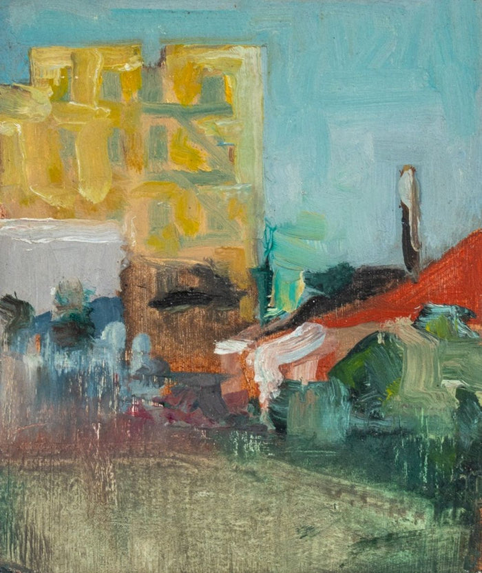 Robert O'Meara Miniature Cityscape Oil on Board