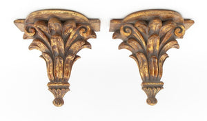 Neoclassical Style Gilded Wall Shelves, Pair (9742202765619)