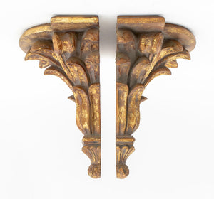 Neoclassical Style Gilded Wall Shelves, Pair (9742202765619)