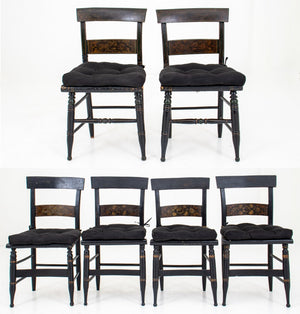 American Stenciled and Ebonized Side Chairs, 6 (8920554897715)