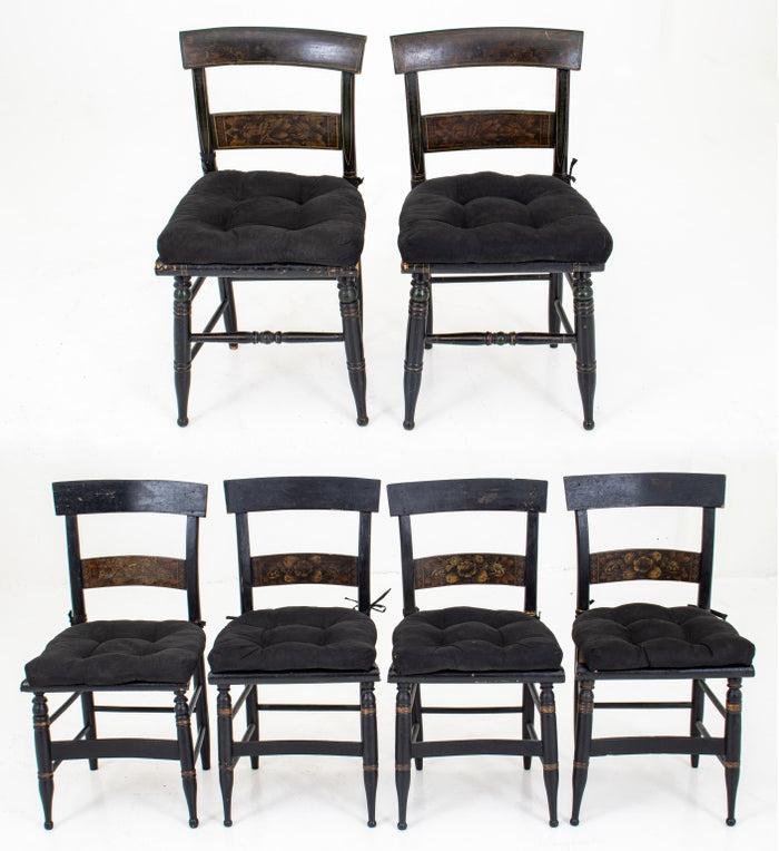 American Stenciled and Ebonized Side Chairs, 6