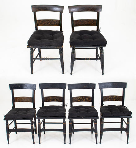 American Stenciled and Ebonized Side Chairs, 6