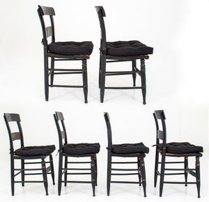 American Stenciled and Ebonized Side Chairs, 6 (8920554897715)