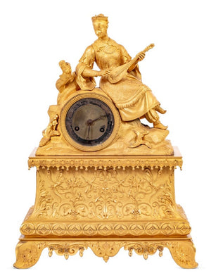French Empire Gilt Metal Figural Clock